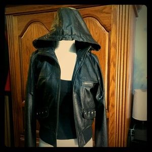 Black Paper Denim and Cloth Jacket